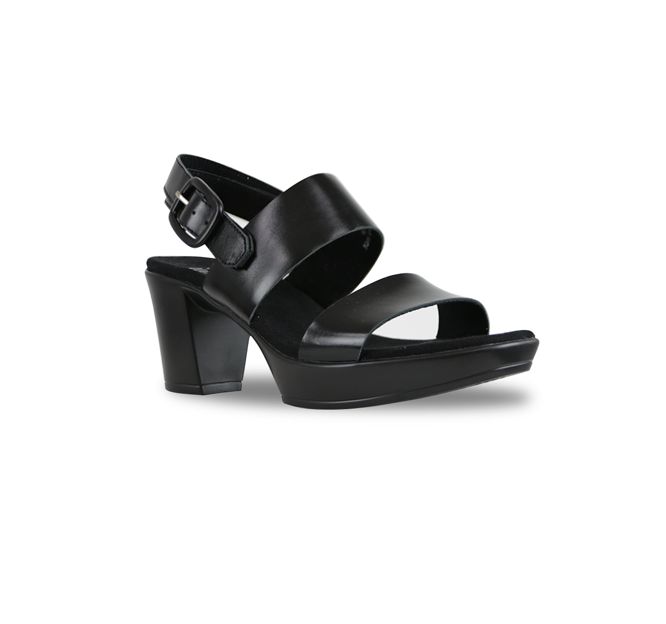 MAX DOUBLE STRAP PLATFORM SANDAL IN BLACK LEATHER - ANGLE VIEW