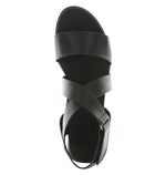 SOUKI CROSS-STRAP DRESS OR CASUAL FLAT SANDAL IN BLACK LAMB LEATHER - Top View