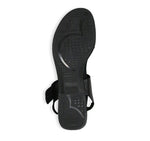 Cleo dress or casual sandal on low heel with buckle on ankle strap in black cow leather-bottom view