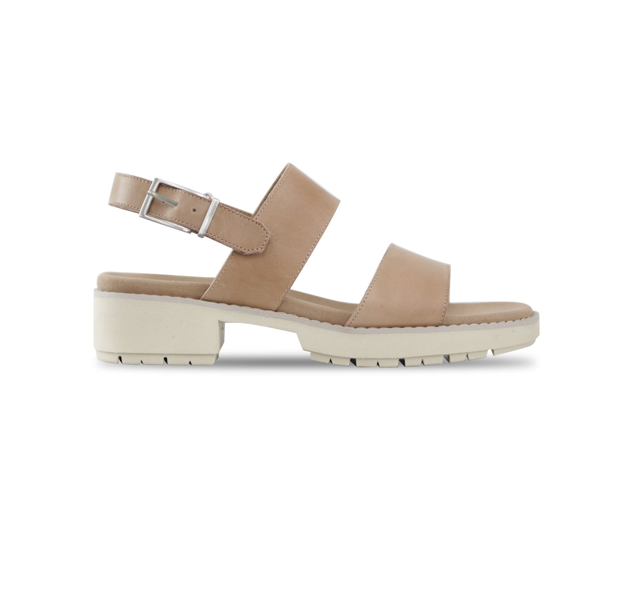 TEAGAN DOUBLE STRAP SANDAL ON ULTRA LIGHTWEIGHT LUG OUTSOLE IN BLUSH  LEATHER - SIDE VIEW