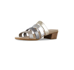 Adrianne elegant four-strap low-heel slide sandal in multi-color metallic sheep leather-inside view