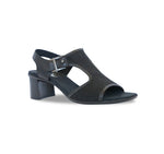 WALLIS DRESS SANDAL IN BLACK FABRIC AND LEATHER - ANGLE VIEW