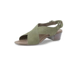 JENNY CROSSBAND SANDAL WITH HOOK & LOOP BACK STRAP IN GREEN NUBUCK - INSIDE VIEW