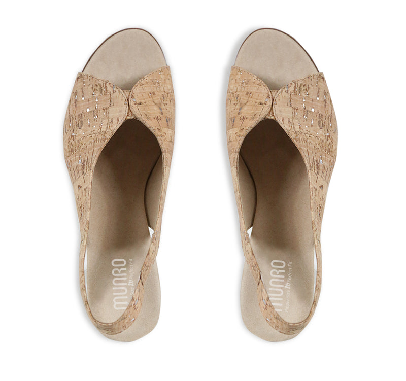 ROCHELLE SLINGBACK PEEP-TOE SANDAL IN CORK- TOP VIEW