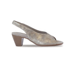 ROCHELLE SLINGBACK OPEN TOE DRESS  SANDAL IN STARDUST METALLIC  LEATHER-SIDE VIEW