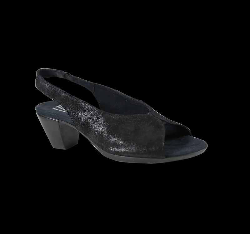 ROCHELLE SLINGBACK PEEP-TOE SANDAL IN BLACK SHIMMER SUEDE-ANGLE VIEW