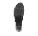 ROCHELLE SLINGBACK PEEP-TOE SANDAL IN BLACK SHIMMER SUEDE-BOTTOM VIEW