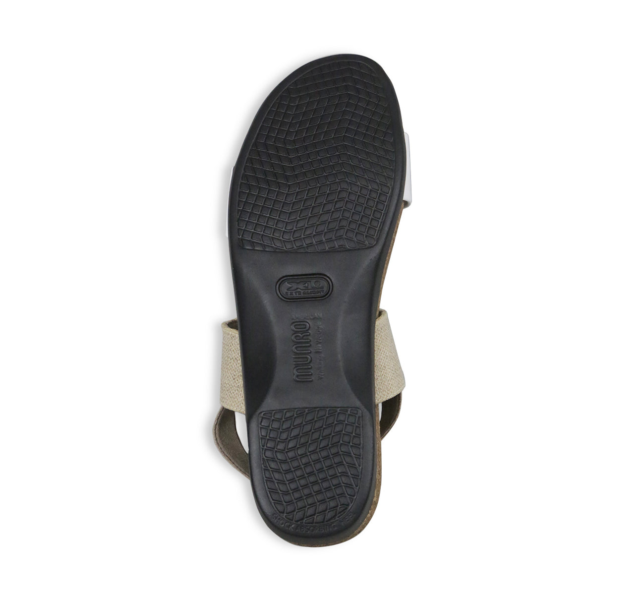 PISCES FOOTBED SANDAL WITH NATURAL FABRIC STRAP & KID LEATHER STRAP - Bottom View