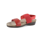 PISCES FOOTBED SANDAL WITH RED WOVEN LEATHER AND STRETCH FABRIC STRAP - inside view