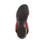 PISCES FOOTBED SANDAL WITH RED WOVEN LEATHER AND STRETCH FABRIC STRAP - bottom view