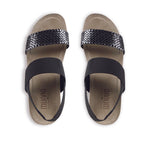 PISCES FOOTBED SANDAL WITH WOVEN LEATHER AND STRETCH FABRIC STRAP - TOP VIEW