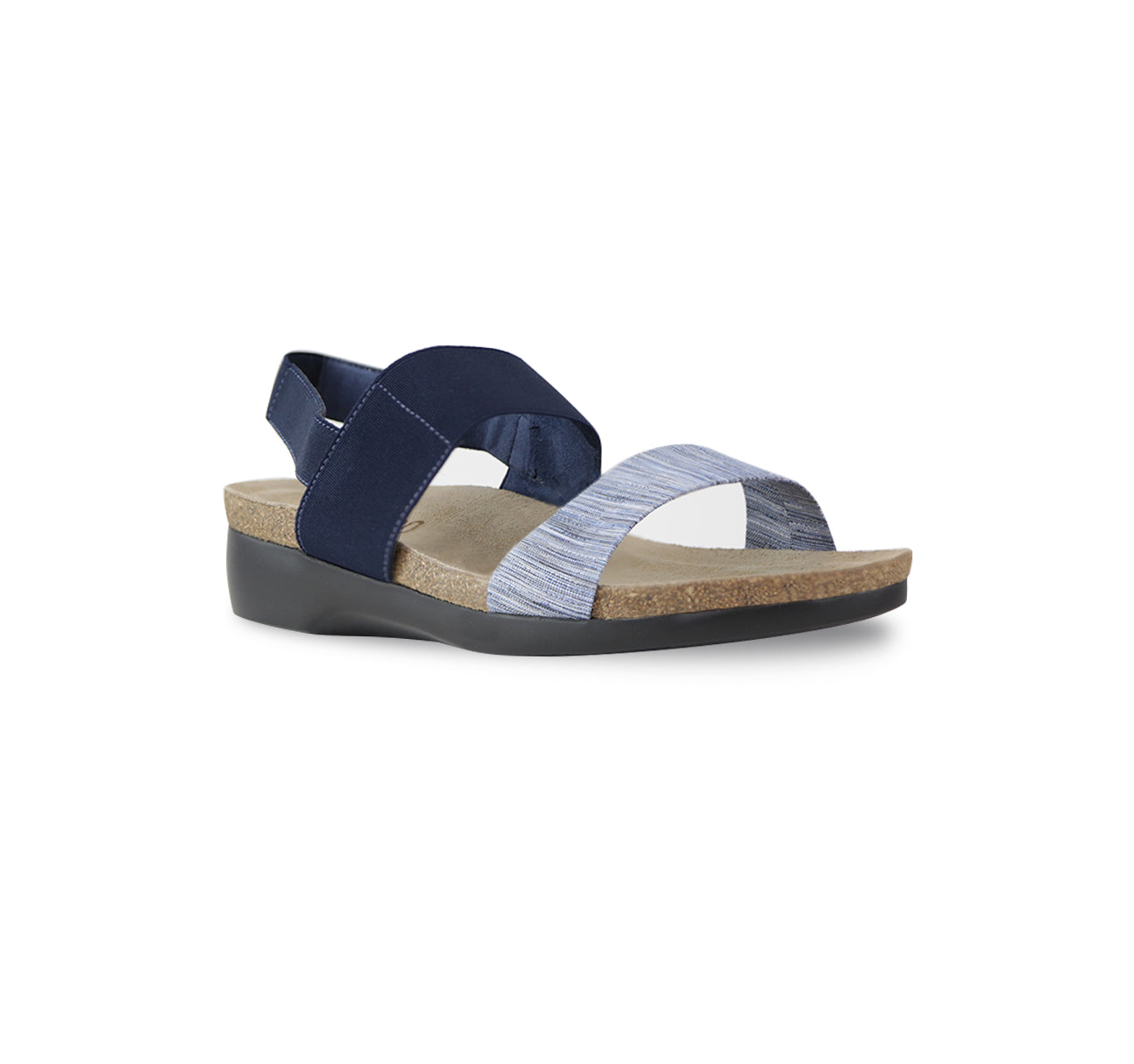 PISCES FOOTBED SANDAL IN DARK BLUE - ANGLE VIEW