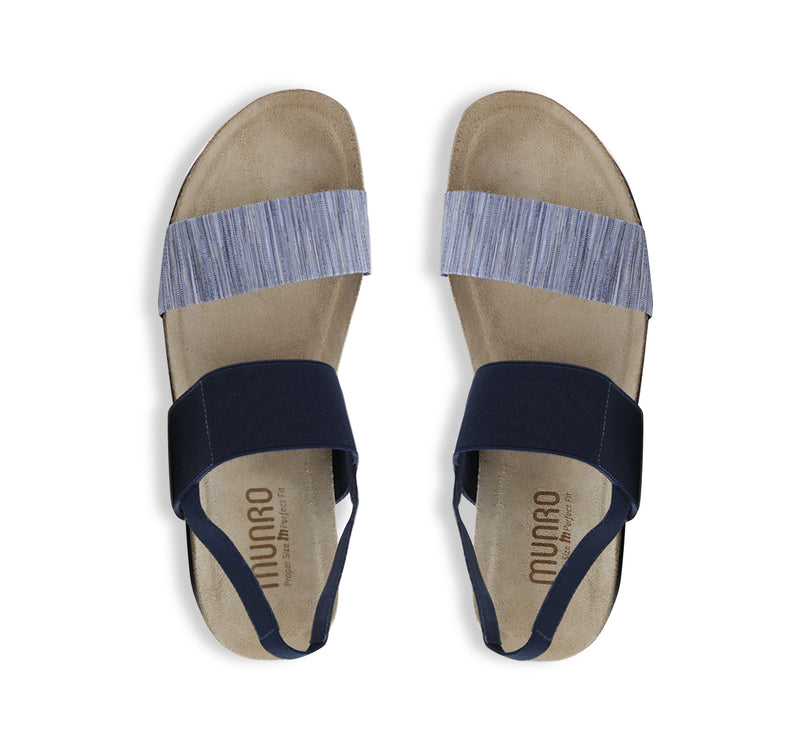 PISCES FOOTBED SANDAL IN DARK BLUE - TOP VIEW