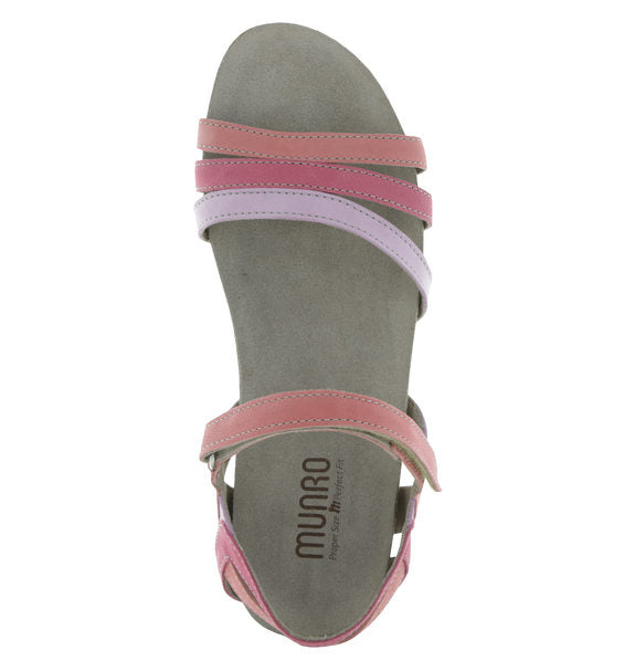 SUMMER STRAPPY FOOTBED SANDAL IN MULTI-MATERIAL PINK LEATHER - Top View