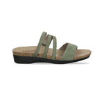 CAMILA STRAPPY FOOTBED SANDAL IN OLIVE GREEN NUBUCK-SIDE VIEW