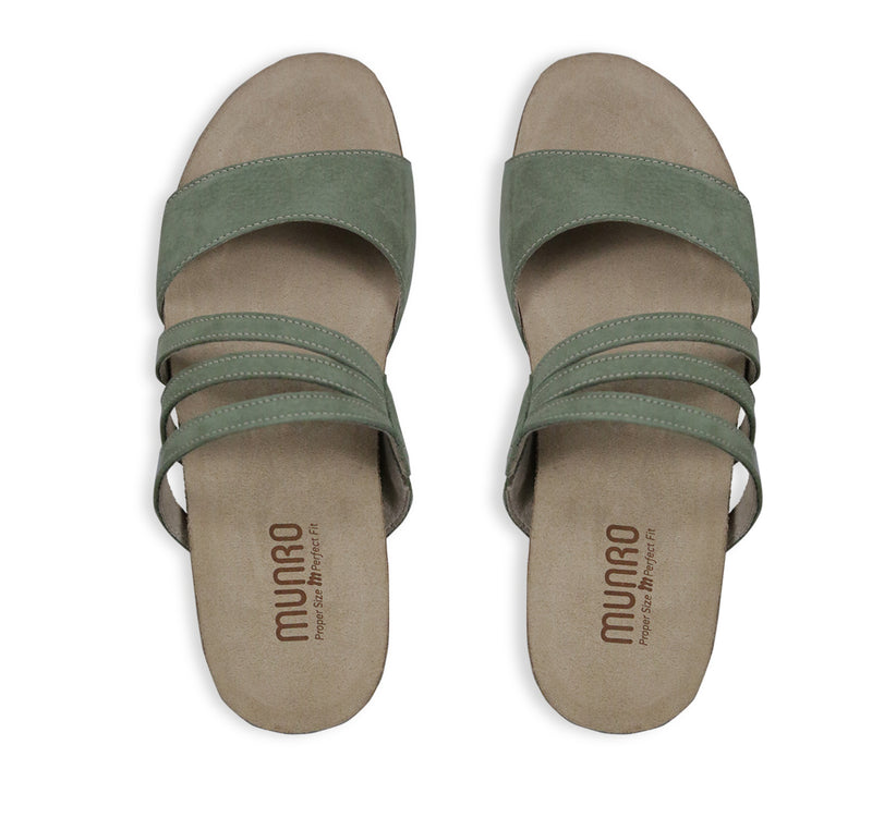 CAMILA STRAPPY FOOTBED SANDAL IN OLIVE GREEN NUBUCK-TOP VIEW