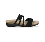 SAWYER FOOTBED SANDAL WITH ASYMMETRIACL STRAPS IN BLACK NUBUCK - outside view