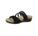 SAWYER FOOTBED SANDAL WITH ASYMMETRIACL STRAPS IN BLACK NUBUCK - inside view