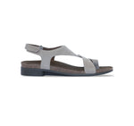 MEGHAN ASYMMETRIC, TOE-RING THONG IN SLATE GREY NUBUCK - SIDE VIEW