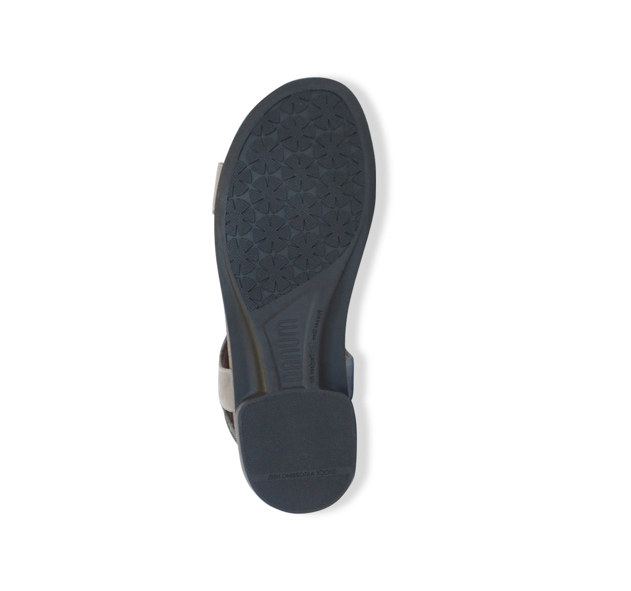 MEGHAN ASYMMETRIC, TOE-RING THONG IN SLATE GREY NUBUCK - BOTTOM  VIEW