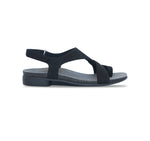 MEGHAN ASYMMETRIC, TOE-RING THONG IN BLACK NUBUCK  - SIDE VIEW