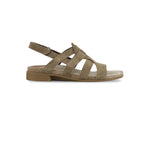 CORINE STRAPPY FOOTBED SANDAL WITH ADJUSTABLE BACK STRAP IN SESAMO SUEDE - SIDE VIEW