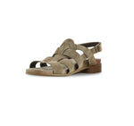 CORINE STRAPPY FOOTBED SANDAL WITH ADJUSTABLE BACK STRAP IN SESAMO SUEDE - INSIDE VIEW