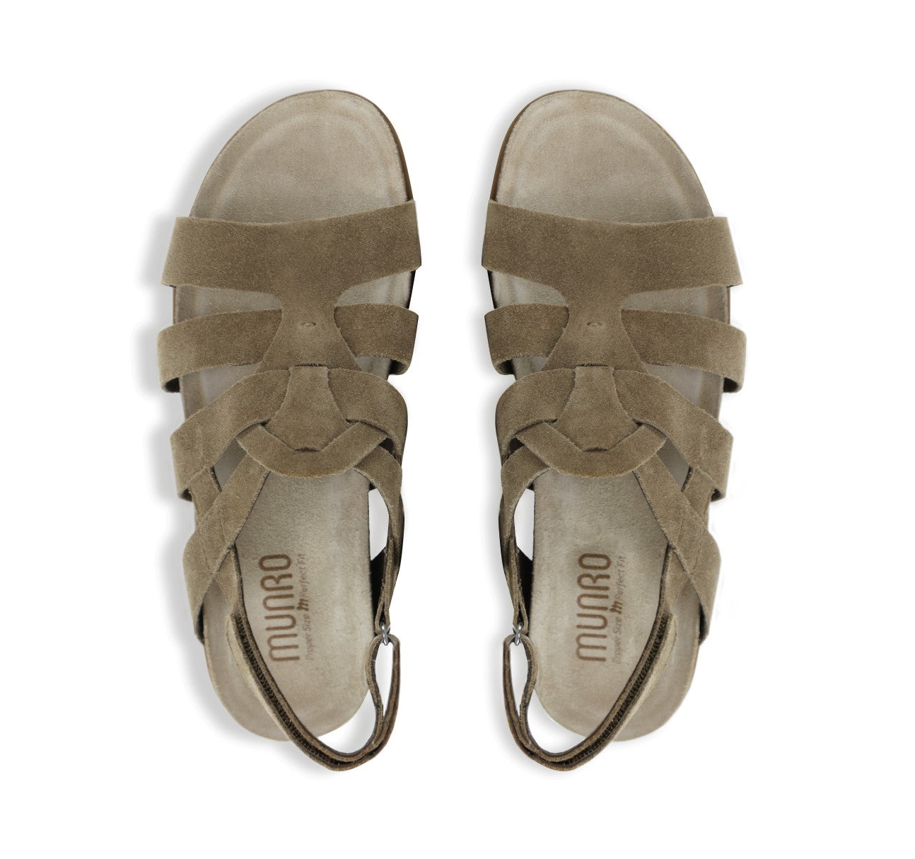 CORINE STRAPPY FOOTBED SANDAL WITH ADJUSTABLE BACK STRAP IN SESAMO SUEDE - TOP VIEW