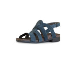 CORINE STRAPPY FOOTBED SANDAL WITH ADJUSTABLE BACK STRAP IN BLUE SUEDE - INSIDE VIEW