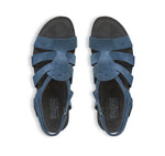 CORINE STRAPPY FOOTBED SANDAL WITH ADJUSTABLE BACK STRAP IN BLUE SUEDE - TOP VIEW