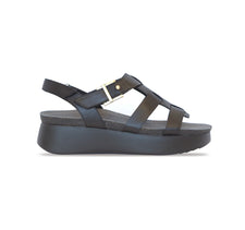 FLYNN  BLACK LEATHER PLATFORM SANDAL M511281- COLOR SWATCH