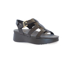 FLYNN FISHERMAN PLATFORM FOOTBED SANDAL IN BLACK LEATHER - ANGLE VIEW