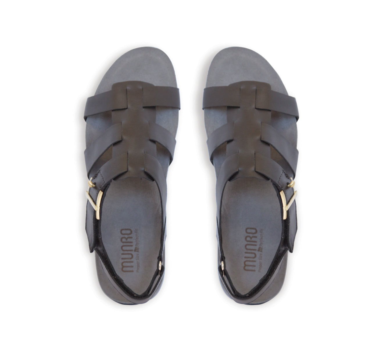 FLYNN FISHERMAN PLATFORM FOOTBED SANDAL IN BLACK LEATHER - TOP VIEW