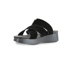 SOFIA STRAP SLIDE FOOTBED SANDAL ON PLATFORM IN BLACK SUEDE - INSIDE VIEW