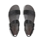 Alessia tubular banded double-strap platform-wedge footbed sandal with hook & loop back strap in black lamb leather-top view