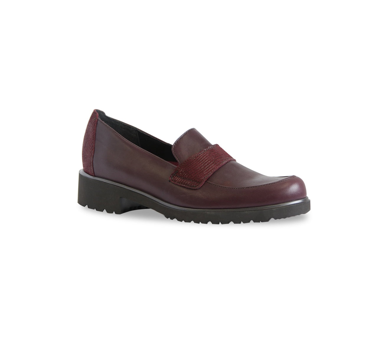 GEENA SADDLE LOAFER IN WINE CALF LEATHER-ANGLE VIEW