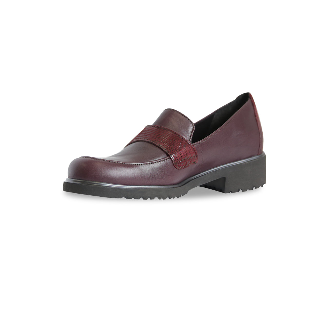 GEENA SADDLE LOAFER IN WINE CALF LEATHER-INSIDE VIEW