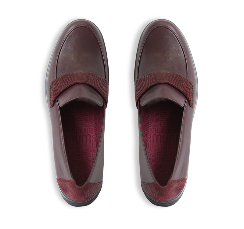 GEENA SADDLE LOAFER IN WINE CALF LEATHER-TOP VIEW