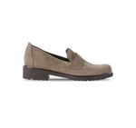 GEENA SADDLE LOAFER IN TAUPE SUEDE - side view