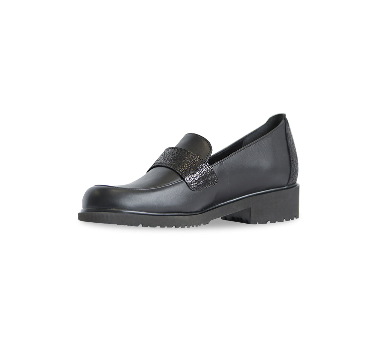 GEENA SADDLE LOAFER IN BLACK CALF LEATHER-inside view