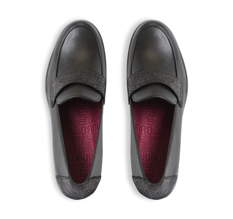 GEENA SADDLE LOAFER IN BLACK CALF LEATHER-top view