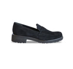 GEENA SADDLE LOAFER IN BLACK SUEDE-SIDE VIEW