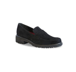 GEENA SADDLE LOAFER IN BLACK SUEDE-ANGLE VIEW