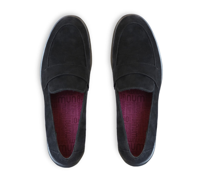 GEENA SADDLE LOAFER IN BLACK SUEDE-TOP VIEW