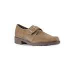 MUNRO WINSLOW MOC-TOE LOAFER WITH MONK STRAP AND COVERED BUCKLE IN FAWN SUEDE-ANGLE VIEW