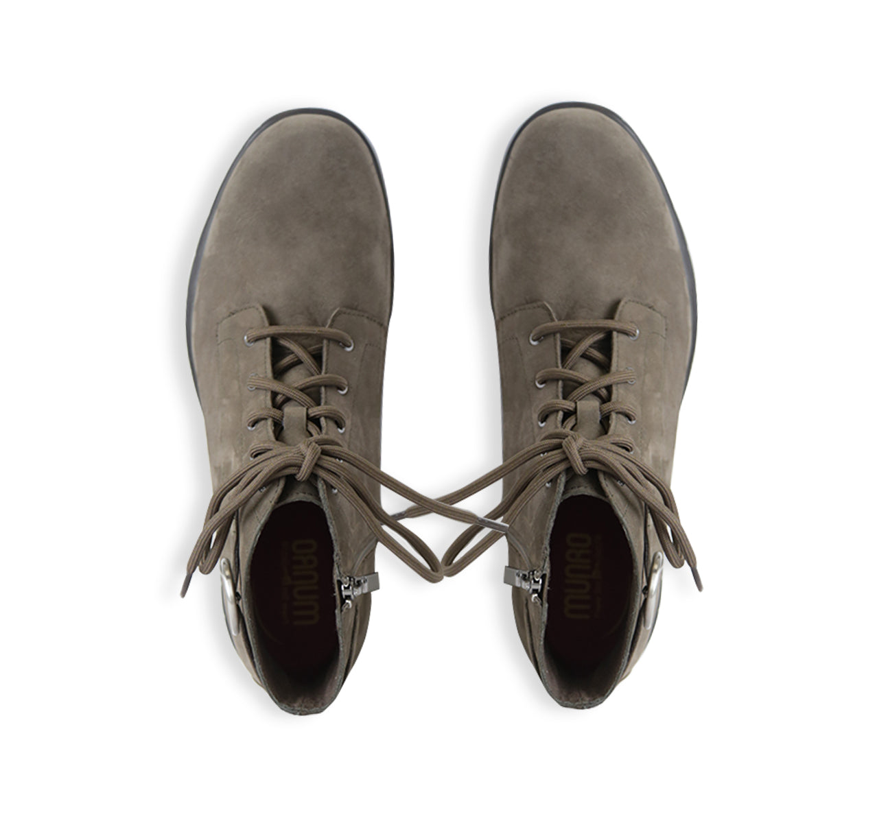 BUCKLEY CASUAL BOOT WITH LACES AND ZIPPER IN MOSS GREEN NUBUCK-top view