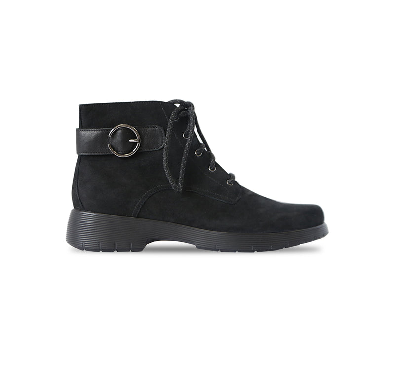 BUCKLEY CASUAL BOOT WITH LACES AND ZIPPER IN BLACK NUBUCK-side view