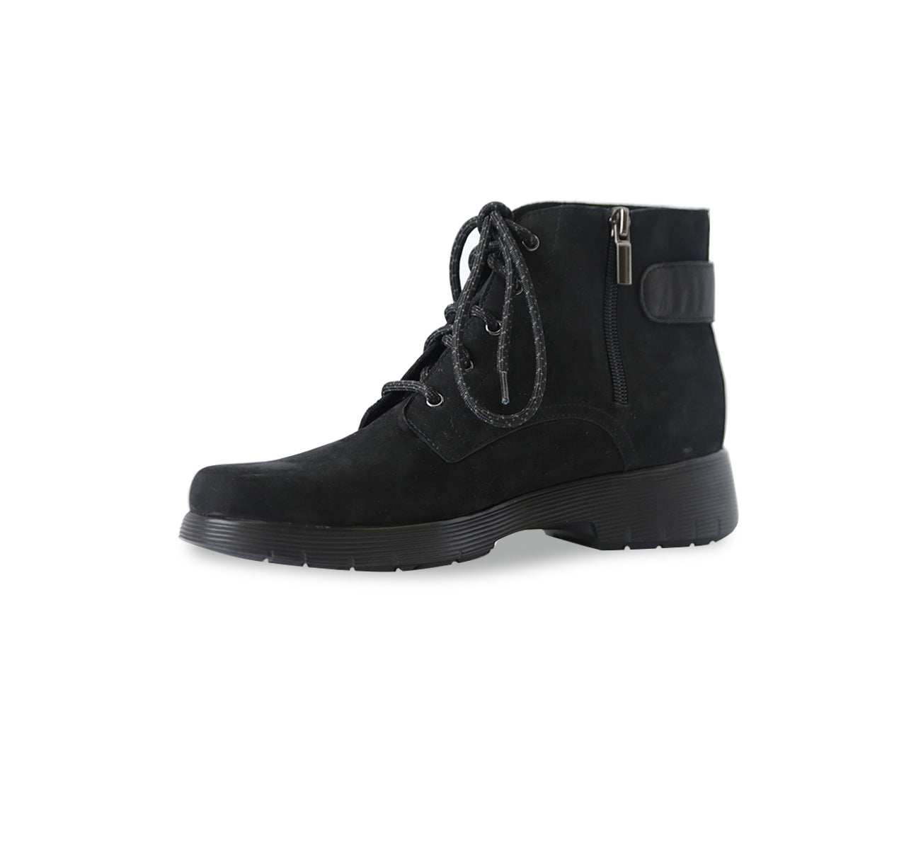 BUCKLEY CASUAL BOOT WITH LACES AND ZIPPER IN BLACK NUBUCK-inside view