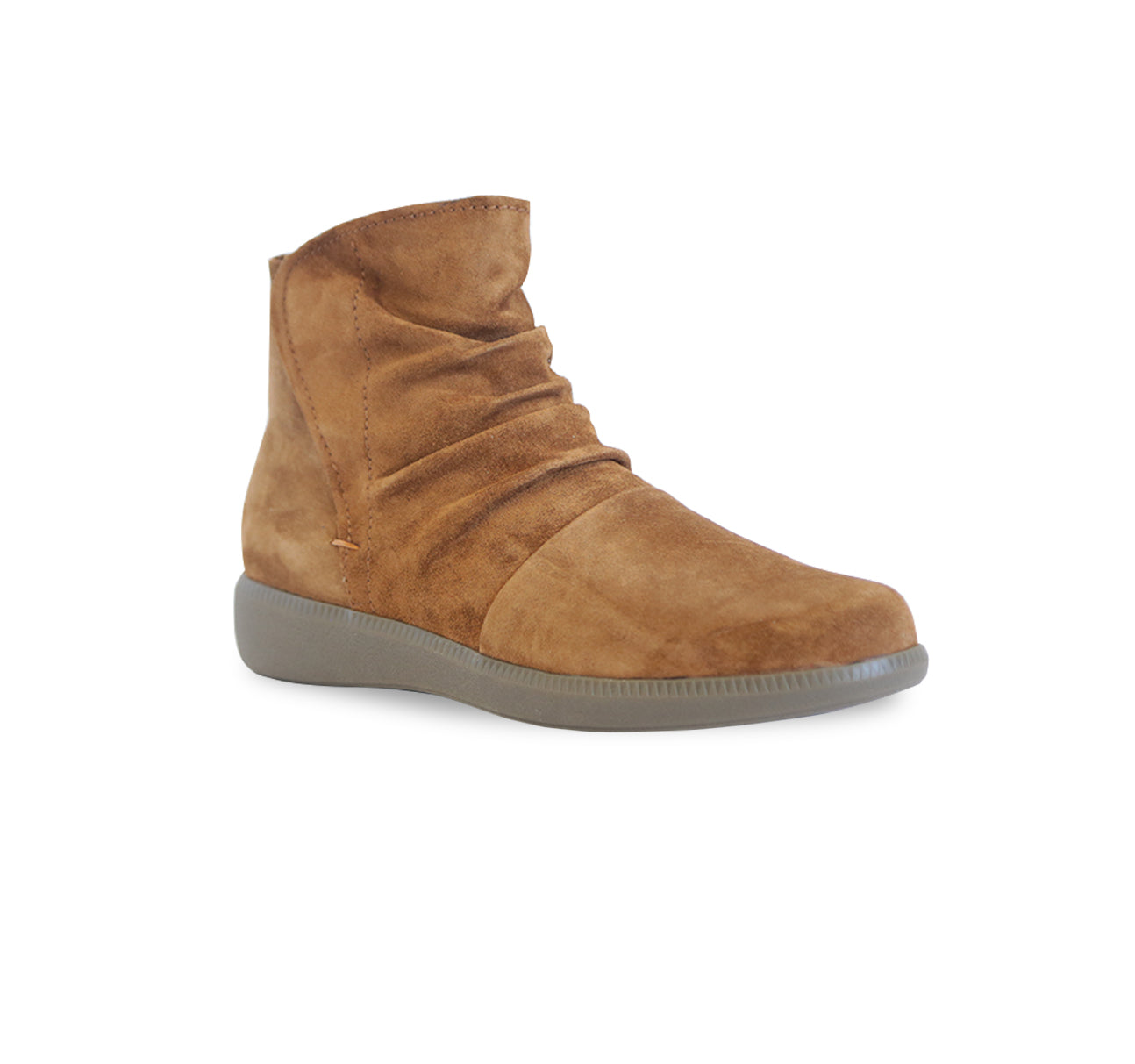 SCOUT ANKLE BOOT WITH HOOK & LOOP CLOSURE RUBBER OUTSOLE IN TOBACCO SUEDE-angle view