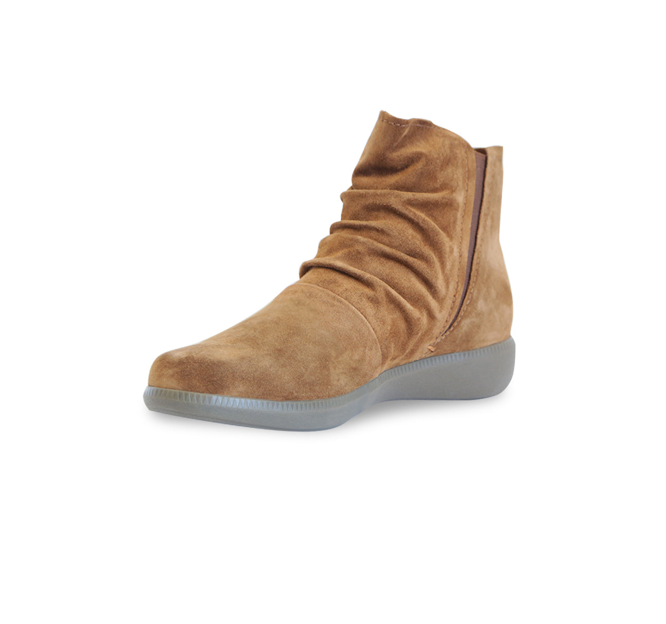 SCOUT ANKLE BOOT WITH HOOK & LOOP CLOSURE RUBBER OUTSOLE IN TOBACCO SUEDE-inside view